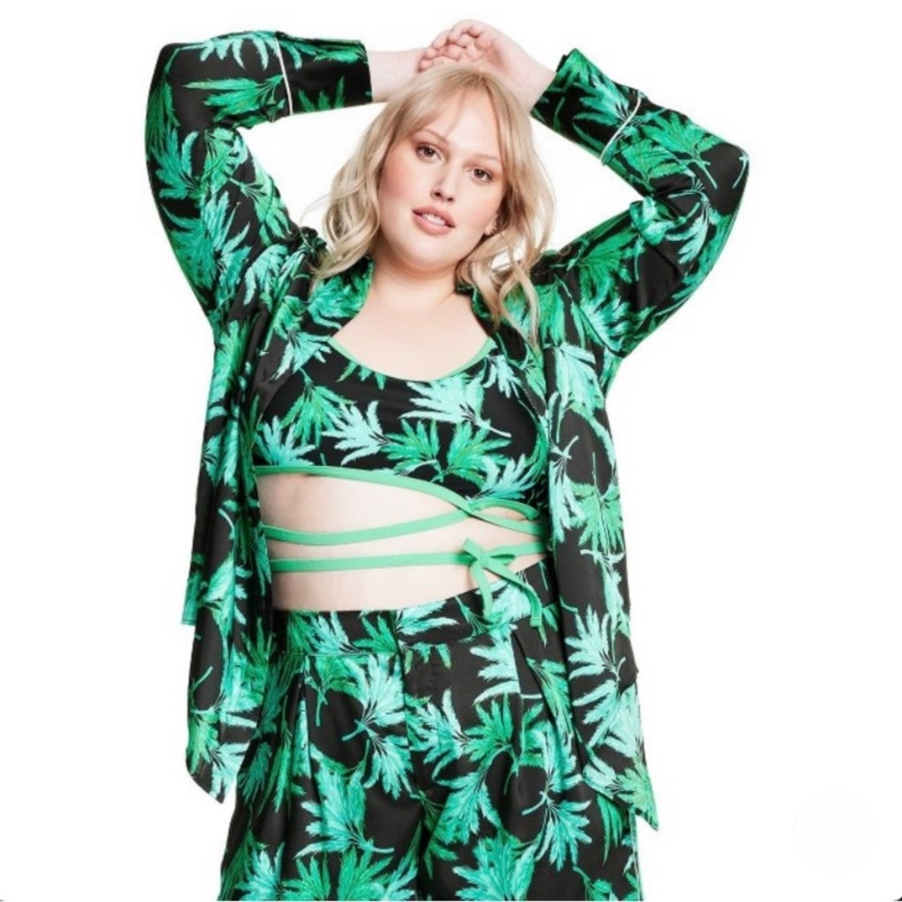 Fe Noel Target Feathered Palm Print Long Sleeve B… - image 1